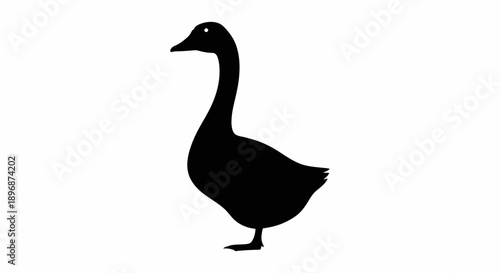 Black Silhouette of a Standing Goose.