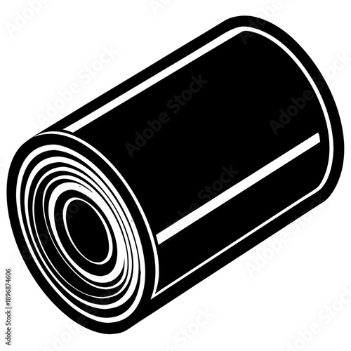Black Fabric Roll Silhouette Vector – Textile Material Bolt and Paper Roll Icon