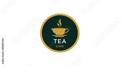 Elegant Tea Cafe Logo with Steaming Cup Design.