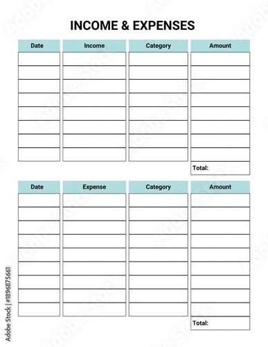 Income And Expenses Tracker Template With Two Tables