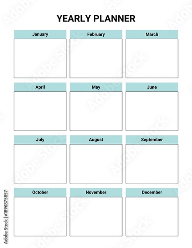 Yearly Planner With 12 Month Boxes For Planning annual planner