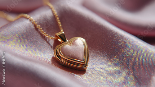 Golden heart pendant with warm lighting Valentine jewelry gift