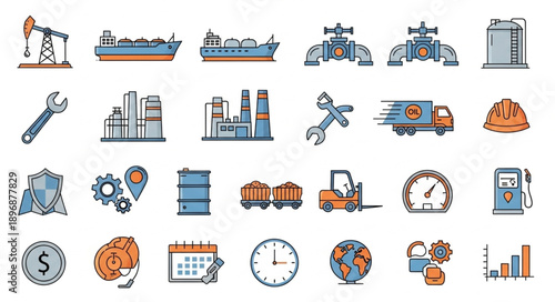 Industrial Icons Set Vector Illustration.