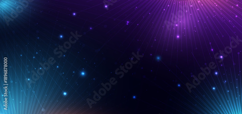 Lines glowing with lighting sparkling on dark blue backround.