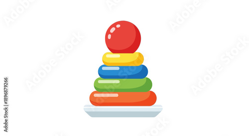 Colorful Stacking Toy Rings on White Base.