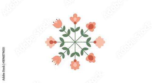 Floral Mandala Design with Pink Flowers.