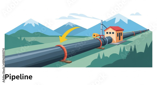 Industrial pipeline transporting resources across a landscape.