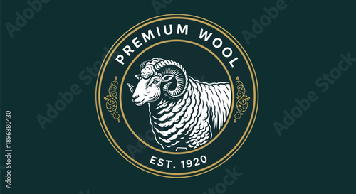 Premium Wool Logo Featuring a Ram Head Illustration.