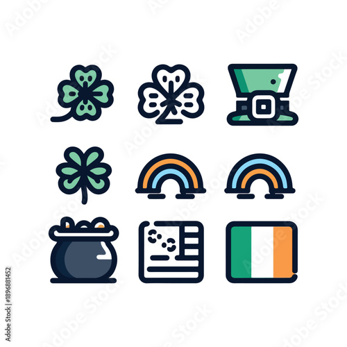clean flat irish festival outline icon set safari outline duo tone icon set