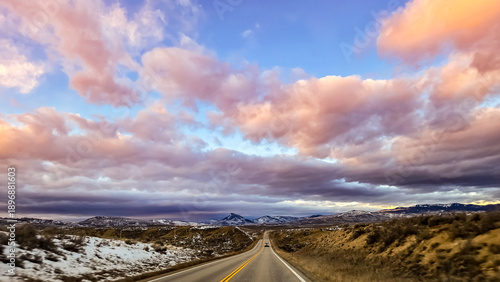December Sunset Drive between Denver and Steamboat Springs, Colorado