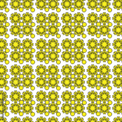 Yellow Floral Geometric Seamless Pattern
Bold Line Art Flower Repeat Design