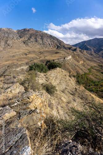 mountain landscape with blue sky and clouds