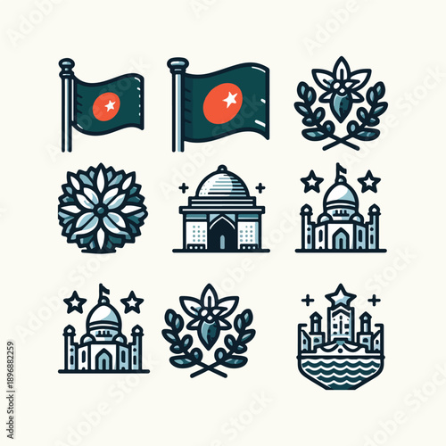 minimal patriotic parade duo tone icon set svg ready safari outline duo tone icon set