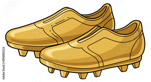 Golden Soccer Cleats Illustration