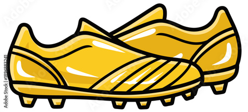 Golden Soccer Cleats Illustration