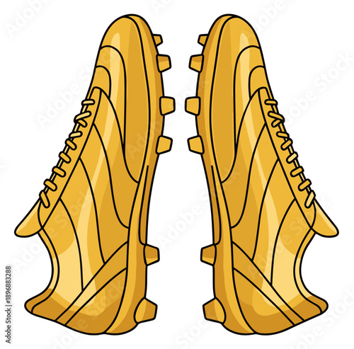 Golden Soccer Cleats Illustration