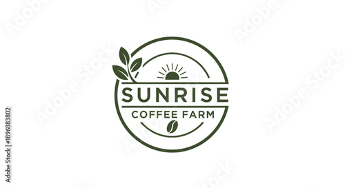 Sunrise Coffee Farm logo with sun, coffee bean, and leaves.