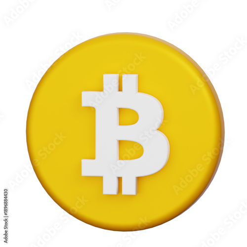 Bitcoin symbol on a 3D coin, representing cryptocurrency and digital finance