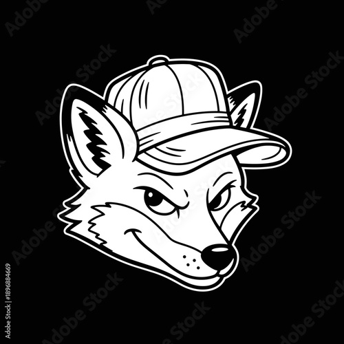 Stylized illustration of a cunning fox wearing a baseball cap.