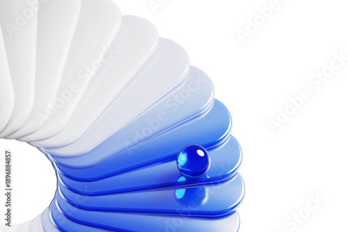 Bild auf Leinwand Abstract geometric 3d background with white blue gradient layer effect and glass sphere
