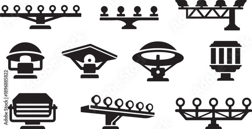 Various Stage and Theater Lighting Fixture Icons Set