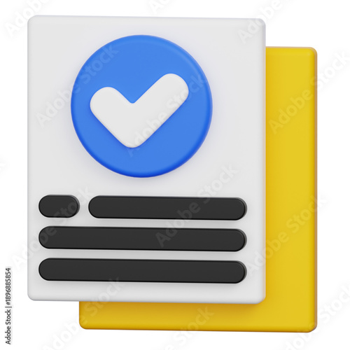 3D Checkmark on a Document with Layers