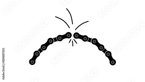 bicycle chain break,black isolated silhouette