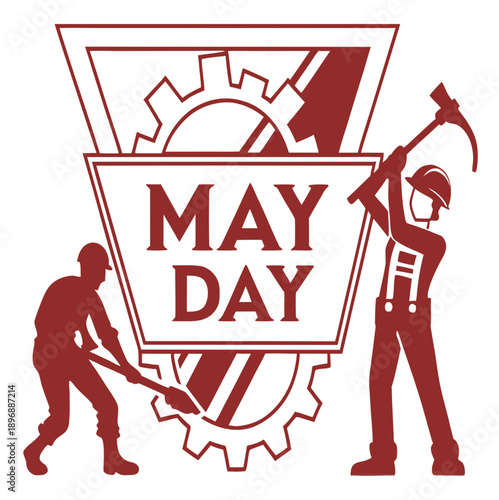 May Day Labor Day Workers Solidarity Industrial Illustration