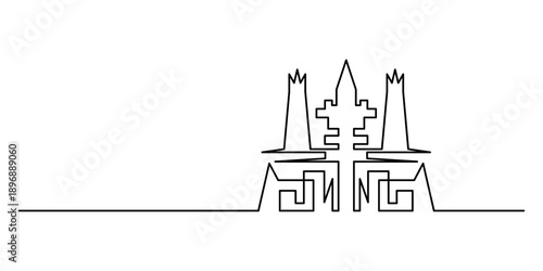 Minimal line art illustration of factory industrial workplace for labour day