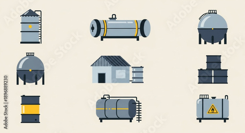 Industrial storage tanks and containers for liquids and gases.