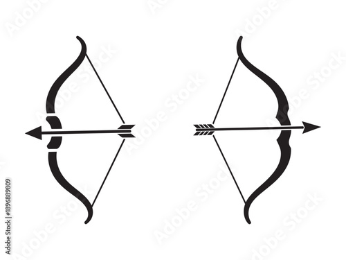 Archery Bows and Arrows Silhouette Icon Set
