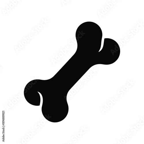 Stylized monochrome illustration of an animal bone, a versatile graphic symbol for concepts related to pets, nutrition, skeletal structure, and canine companions, ideal for various design applications
