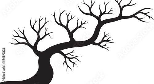 Bare tree silhouette on white background illustration