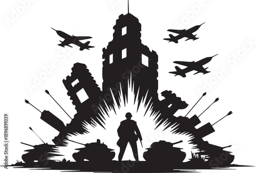 Combat Field Vector Art Illustration