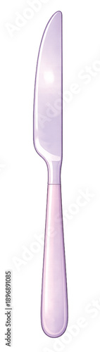 Cute Pastel Pink Purple Knife Watercolor Illustration Isolated on Transparent Background