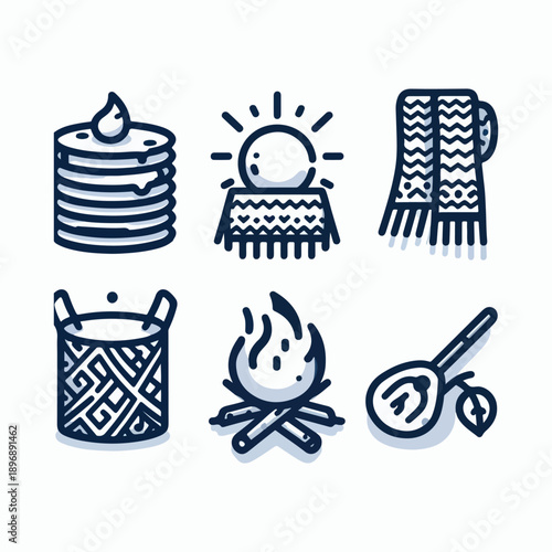 clean duo tone ui icons maslenitsa celebration safari outline duo tone icon set