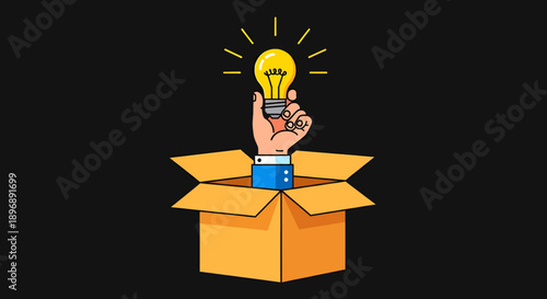Innovative idea emerges from a box, symbolizing thinking outside conventional boundaries