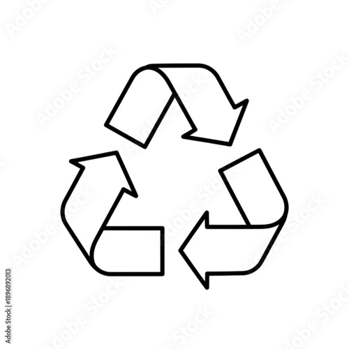 A classic three-arrow recycling loop designed as a clean vector image to promote environmental sustainability, waste reduction, and eco-friendly conservation practices