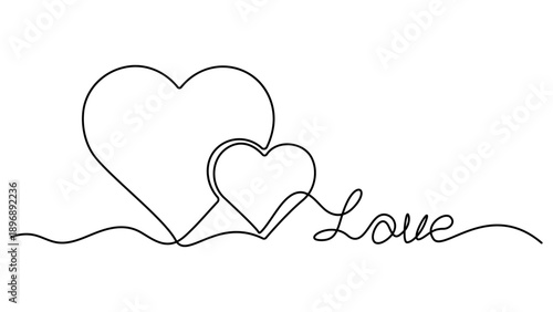 Continuous line drawing of heart love. Single one line art of valentine. Hearts continuous one line drawing of friendship and love concept. Continuous one line drawing hearts symbol embracing vector