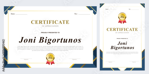 award template design, achievement, championship modern theme blue and gold color pattern luxury