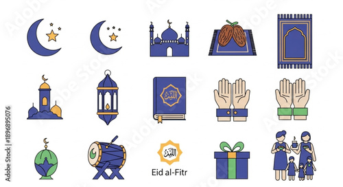 Islamic cultural symbols and elements collection for Ramadan and Eid.