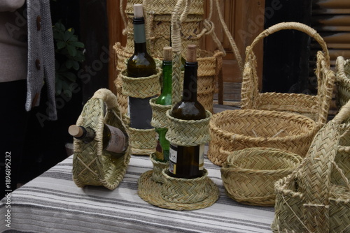 Handwoven Straw Wine Baskets and Bottle Holders
