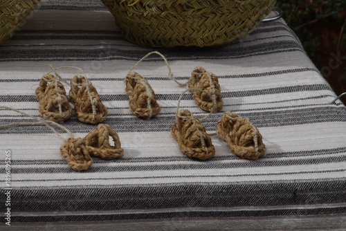 Handwoven Straw Miniature Traditional Sandals Display
