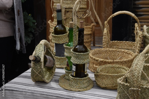 Handwoven Straw Wine Baskets and Bottle Holders