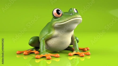 Wallpaper Mural Cartoon frog on green background animated character illustration Torontodigital.ca