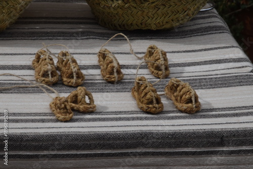Handwoven Straw Miniature Traditional Sandals Display