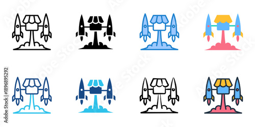 Business Startup icons set multiple style collection. Editable stroke 
