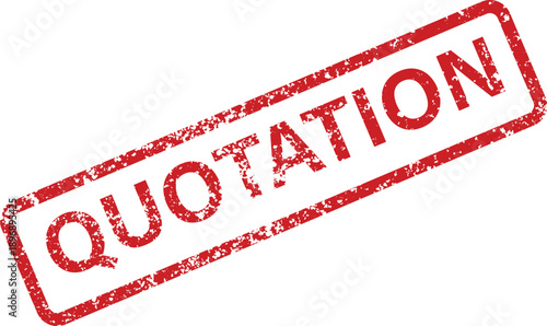 Red rubber stamp displaying the word QUOTATION in bold capital letters on a clean white surface