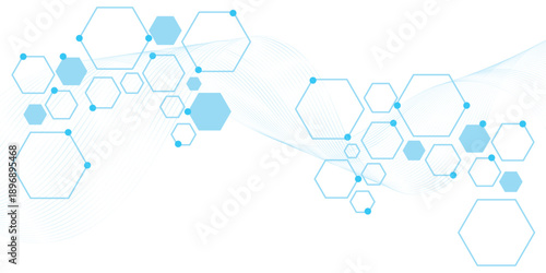 Abstract Hexagon Medical Science Technology Background Design with vector illustration