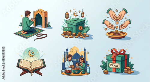 Islamic cultural icons collection for Ramadan and Eid celebrations.
